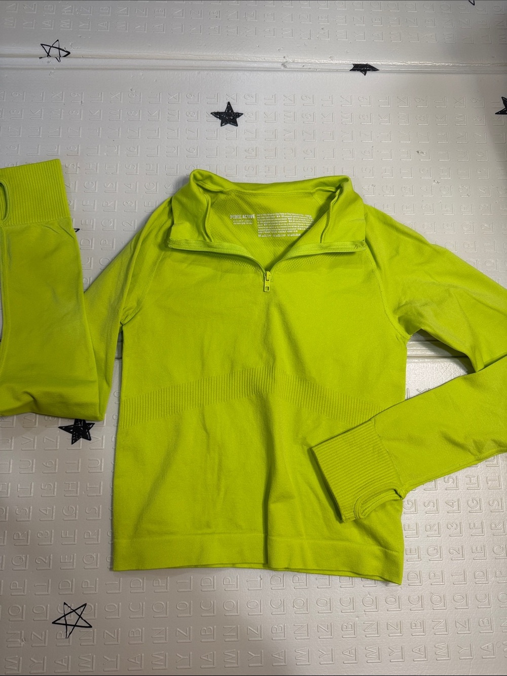 PINK - Neon Lime Quarter-Zip Pullover